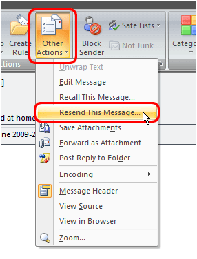 resend message outlook