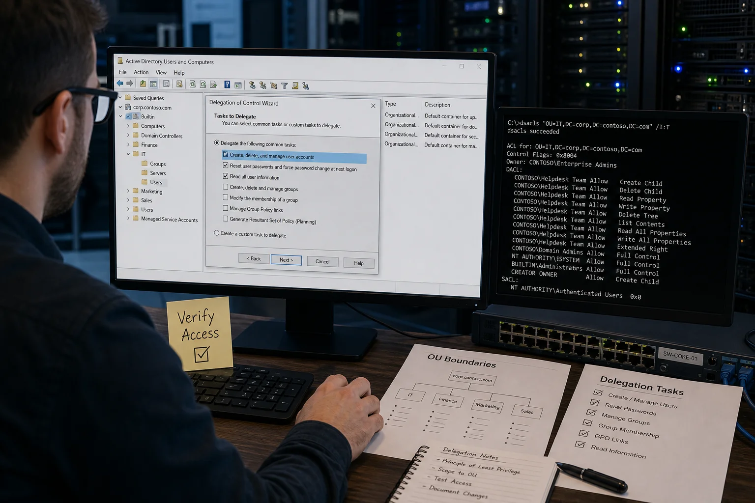 Active Directory Delegation Best Practices with ADUC and dsacls