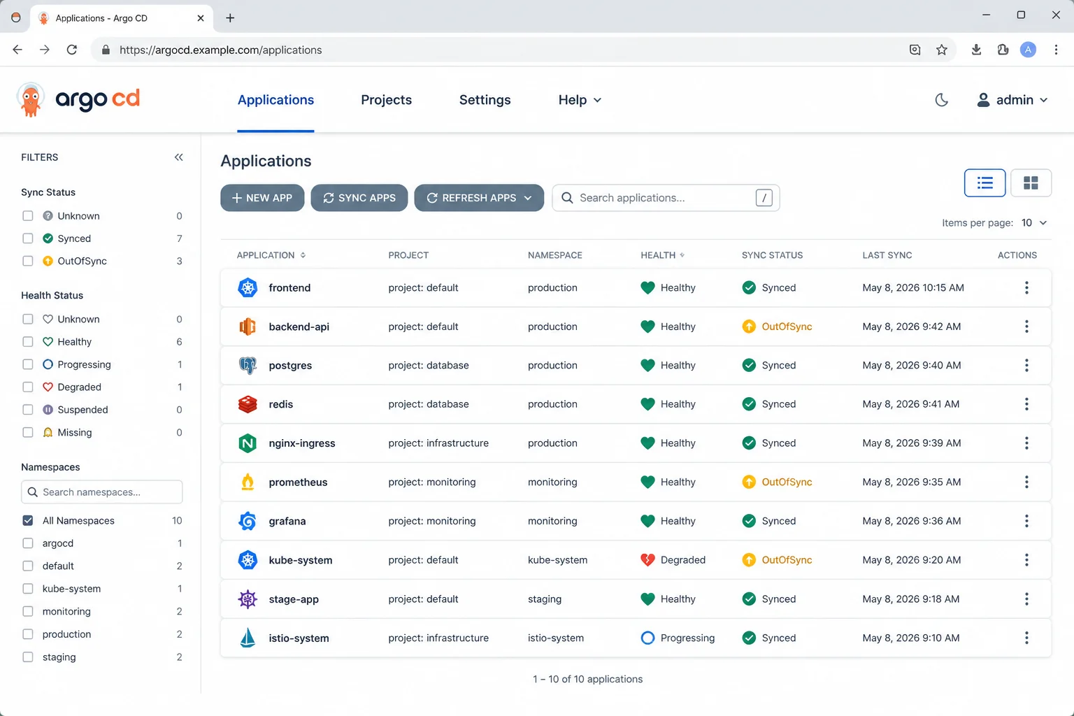 Browser prepared to open the organization-provided Argo CD address without showing sign-in challenges