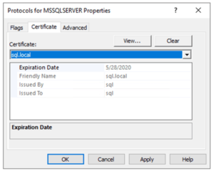 Enable Encryption for Microsoft SQL Server Connections