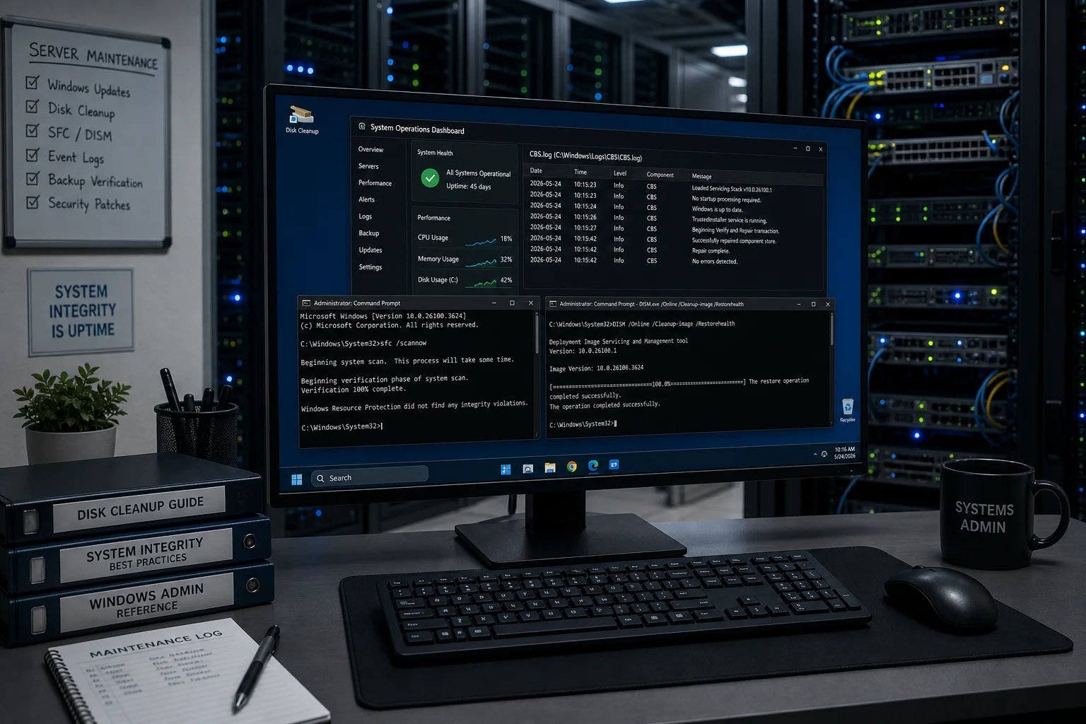 Windows Server 2025 Disk Cleanup and System File Integrity: The SFC, DISM, and Disk Cleanup Runbook