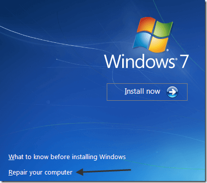 windows 7 repair your computer